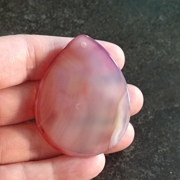 Orange Agate Teardrop Pendant Gemstone - Picture 2 of 2